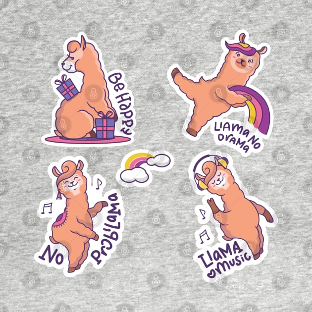 Cute Llama Be Happy No Probllama No Drama Llama Rainbow Drawn Funny by markz66